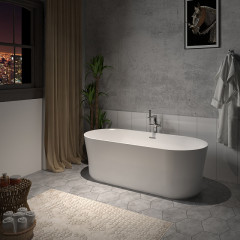 Ванна акриловая AZARIO KENSTON 1700х800х600 свободностоящая, в комплекте с сифоном и металлической рамой (KEN17080)