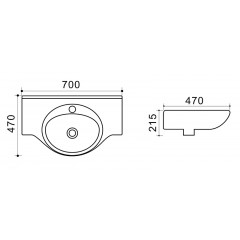 Раковина подвесная Azario 700x470x215, белый (TEO-70)