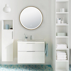 Зеркало AZARIO Diana D800 с подсветкой, сенсорный выключатель с функцией диммера, в алюминиевой раме, цвет дерево (AZ-Z-261CS)