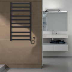 Полотенцесушитель электрический AZARIO PALERMO 500/1000 квадрат, 10 секций, диммер справа, черный (AZ83850B)