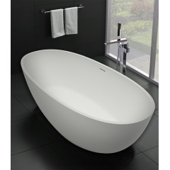 Ванна из искусственного камня Azario CLOVIS 1690х850х540 свободностоящая, с белым матовым донным клапаном, белая матовая (CLO17085S)