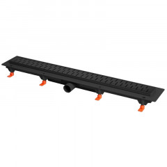 Душевой лоток AZARIO D40 Medium 850 мм, боковой слив, пластиковый, перфорированная решетка, черный (AZ-CH 850 MC)