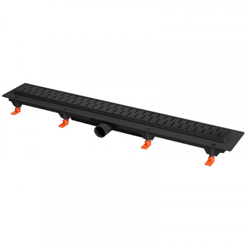 Душевой лоток AZARIO D40 Medium 850 мм, боковой слив, пластиковый, перфорированная решетка, черный (AZ-CH 850 MC)
