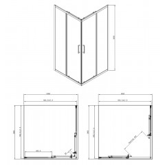 Душевое ограждение Azario SEATTLE 100х100х195 хром, 6мм прозрачное стекло