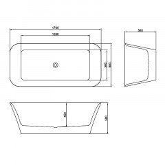 Ванна акриловая Azario ROVETA 1700х800х580 свободностоящая, в комплекте с сифоном и металлической рамой (AZ-6615)