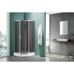 Душевая кабина AZARIO DENVER 90х90х200 серое стекло 4 мм. с покрытием Easy Clean, задняя панель черная, цвет профиля хром (AZ-N10806 900 GREY)