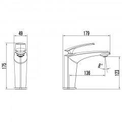 Смеситель для раковины Azario REULEAUX керамический картридж, без донного клапана, хром (AZ-VMF168296C)