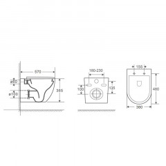 Унитаз подвесной Azario Deya 570х390х355 безободковый, с сиденьем микролифт (AZ-2115)