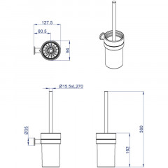 Ерш подвесной AZARIO FORNYс керамической колбой, хром (AZ-88313)