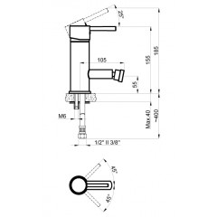 Смеситель для биде AZARIO TASCO, хром (AZ-15166601)