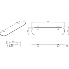 Полка AZARIO FORNY стеклянная 52 см, хром (AZ-88303)