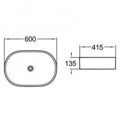 Раковина Azario накладная 600х415х135 белый глянец (AZ-2143P SP)