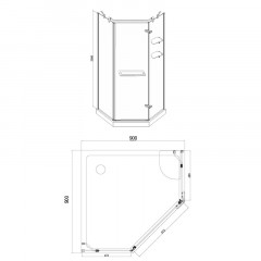 Душевое ограждение Azario MONTREAL 900х900х2000 L, со стеклянной полкой, без поддона, прозрачное стекло 8 мм, цвет профиля золото (AZ-NWG3231 900 L)
