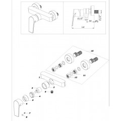 Смеситель для душа AZARIO TREYA без излива, хром (AZ-15680621)