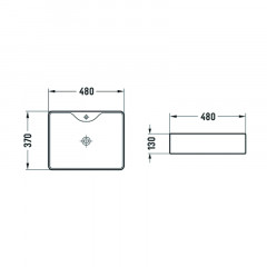 Раковина накладная Azario 480*370*130 прямоугольная, белый (AZ-2010 SP)