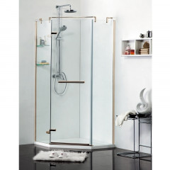 Душевое ограждение Azario MONTREAL 900х900х2000 L, со стеклянной полкой, без поддона, прозрачное стекло 8 мм, цвет профиля золото (AZ-NWG3231 900 L)