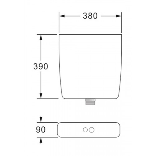 Бачок пластиковый AZARIO 380x90x390 с соединительной трубой, белый (AZ-972)