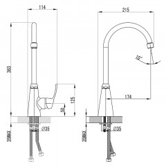 Смеситель для кухни Azario керамический картридж, хром (AZ-HU245900)