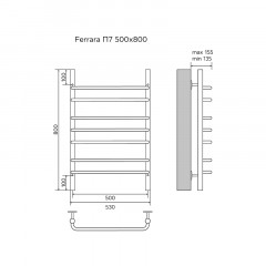 Полотенцесушитель водяной AZARIO FERRARA 500/800 7 секций, нижнее/диагональное подключение, 1/2", хром (AZ09158)