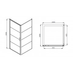 Душевое ограждение Azario RICHMOND 1000х1000х1950 R, без поддона, прозрачное стекло 6 мм, цвет профиля черный (AZ- NAG1221 1000 BLACK)