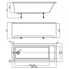 Ванна акриловая Azario LILIANA 170х70 см пристенная, прямоугольная, белый (AV.0012170)