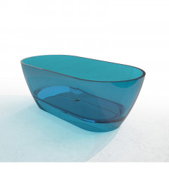 Ванна из полиэфирной смолы Azario BADEN 1800x800x540 свободностоящая, с хромированным донным клапаном, полупрозрачный голубой (BAD18080CB)