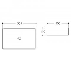 Раковина накладная Azario 505х400х110 прямоугольная, белый глянец (AZ-7050K)