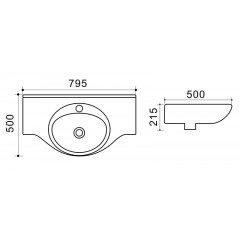 Раковина подвесная Azario 795x500x215, белый (TEO-80)