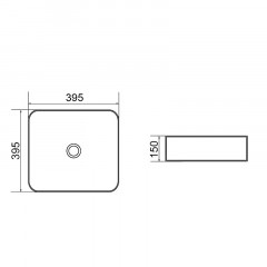 Раковина-чаша Azario 395х395х150 накладная, квадратная, черный матовый (AZ-2075-B-MB)