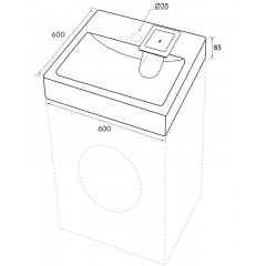 Раковина подвесная Azario Monako 600х600х85 литьевой мрамор, бежевая (CS00079880)