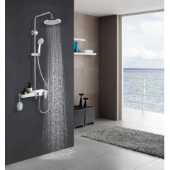 Душевая система AZARIO с поворотным изливом, керамический картридж, хром/белый (AZ-801)