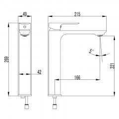 Смеситель для раковины-чаши Azario ASHER высокий, керамический картридж, без донного клапана, хром (AZ-VNN168R11C)