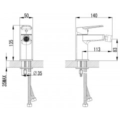 Смеситель для биде AZARIO CASTELO керамический картридж, хром (AZ-VJC468274C)