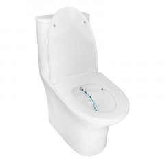 Унитаз-моноблок с функцией биде AZARIO Sente 375х665х785 напольный, безободковый, горизонтальный слив, сиденье дюропласт микролифт (AZ-8614B)