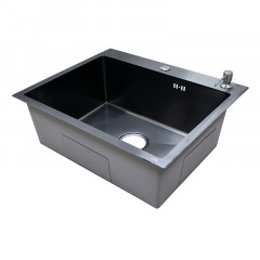 Кухонная мойка AZARIO NICOLE (500*500*220) нержавеющая сталь черная соты (сифон, диспенсер,коландер) (AZB5050H)