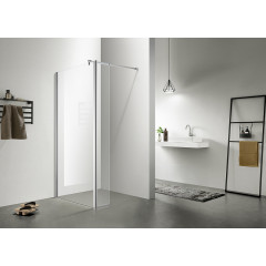 Душевая перегородка Azario CHICAGO 900х1950 прозрачное стекло 8 мм, покрытие EASY CLEAN, подвижная доп.перегородка 30 см, цвет профиля серебро (AZ-NAR6321 900)