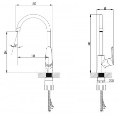 Смеситель для кухонной мойки AZARIO CAMPO керамический картридж, хром (AZ-KX568275C)