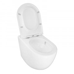 Унитаз приставной Azario Grado 365х570х410 безободковый, смыв "Торнадо", в комплекте с быстросъемным сидением микролифт (AZ-2141D-UQ1)
