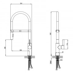Смеситель для кухонной мойки Azario с фильтром для воды, гибкий излив, керамический картридж, хром (AZ-WAA569158C)