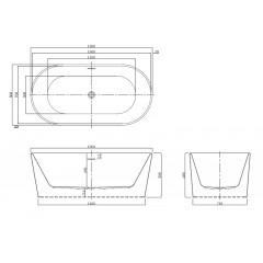 Ванна акриловая Azario BRISTOL 1600х800х580, свободностоящая, в комплекте с сифоном и металлической рамой (BRI16080)