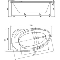 Ванна акриловая AZARIO PAOLINA асимметричная 170*97 см, левосторонняя (AV.0072170)