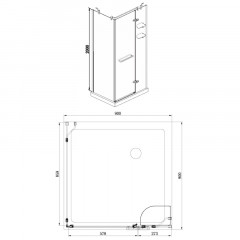 Душевое ограждение Azario MONTREAL 900х900х2000 L, со стеклянной полкой, без поддона, прозрачное стекло 8 мм, цвет профиля серебро (AZ-NWG1231-L)