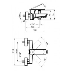 Смеситель AZARIO ATRI для ванны с коротким изливом, хром (AZ-15960501)