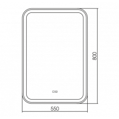 Зеркало AZARIO Мальта-6 550х800 c подсветкой и диммером, подогрев, часы, Bluetooth, радио (ФР-00001219)