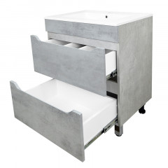 Комплект Тумба Loranto Florena 60 600х470х810 напольная, с раковиной Azario Leon, светлый бетон (CS00086990)