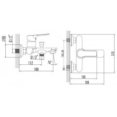 Смеситель для ванны AZARIO AVILLA с ручным душем, керамический картридж, хром (AZ-SU23394C)