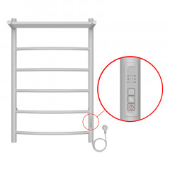 Полотенцесушитель электрический AZARIO VERONA 500/800 5 секций, с полкой, диммер справа, белый (AZ04858PW)