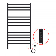 Полотенцесушитель электрический AZARIO ANCONA 500/1000 квадрат, 12 секций, диммер справа, черный (AZ71850B)