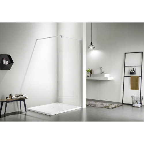 Душевая перегородка Azario CHICAGO Walk-in 800x1950 прозрачное стекло 8 мм, покрытие EASY CLEAN, цвет профиля серебро (AZ-NAR6310 800)