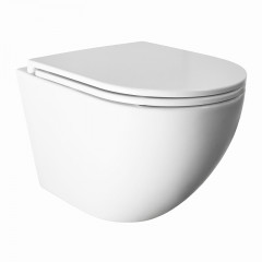 Унитаз подвесной Azario PRO (круглый) СКРЫТОЕ ТОРНАДО безободковый унитаз в комплекте с сидением микролифт скрытая система смыва 490*370*360 мм (PRO-0001 UQ3)